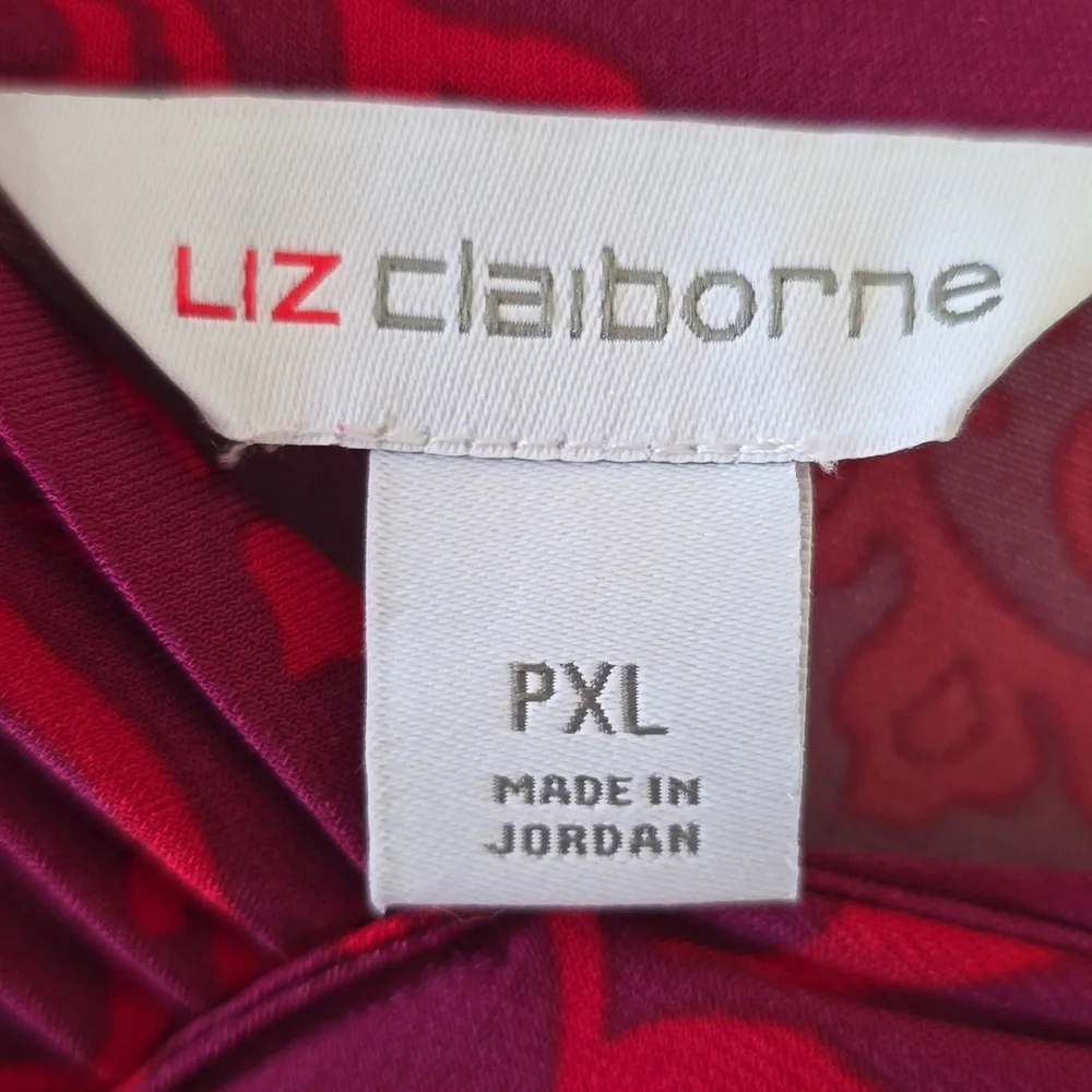 LIZ CLAIBORNE WOMEN'S PETITE LONG SLEEVES MAGENTA FANCY EMBELLISHED BLOUSE PXL - Picture 15 of 17